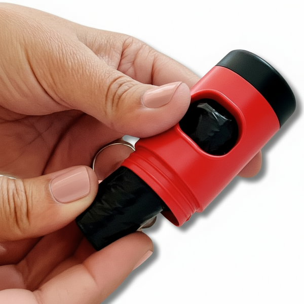 Retractable Red Dog Leash with Poop Bag DIspenser