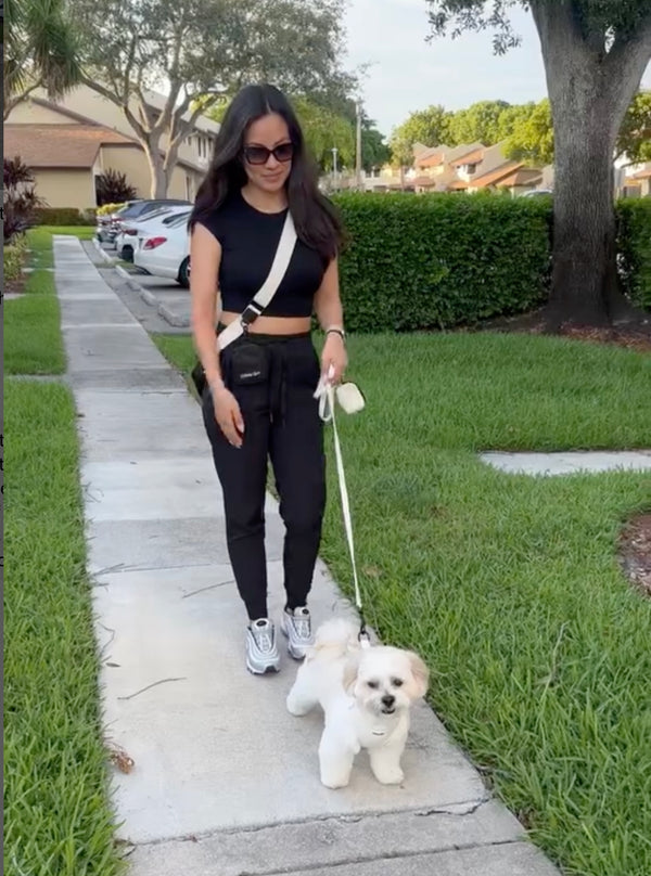 Cream Petite Amour Dog Walking Bag with Treat Pouch