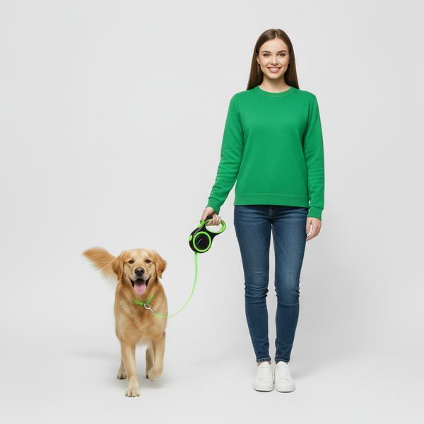 Retractable Green Dog Walking Leash