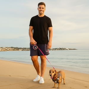 Retractable Pink Dog Walking Leash