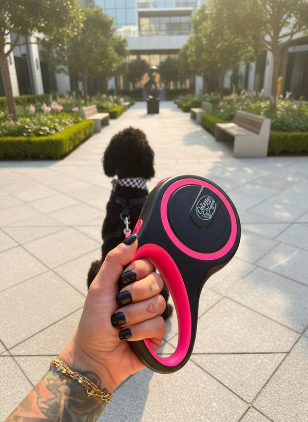 Retractable Pink Dog Walking Leash