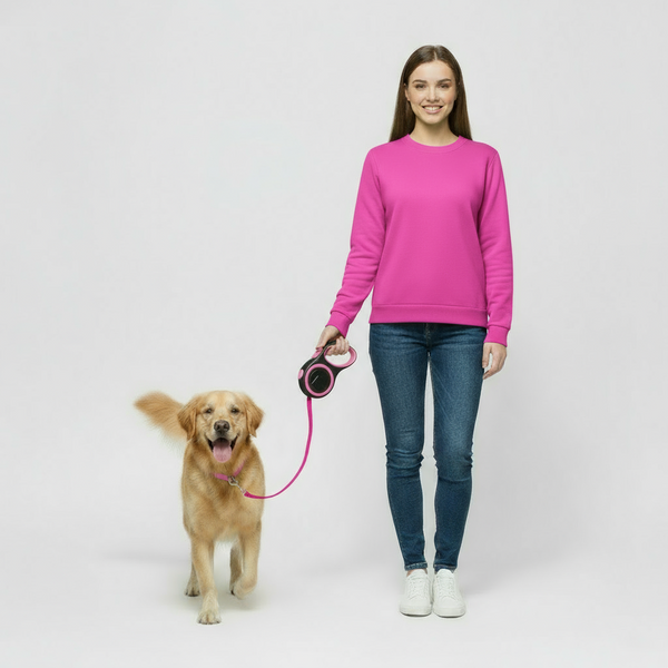 Retractable Pink Dog Walking Leash