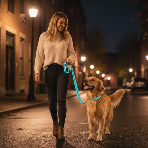 Reflective Blue Dog Leash Set
