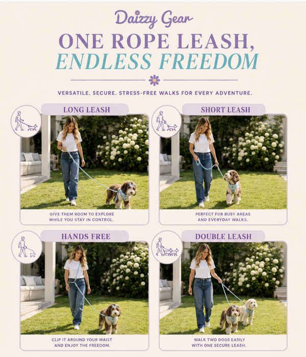 Purple Hands-Free Dog Walking Rope Leash