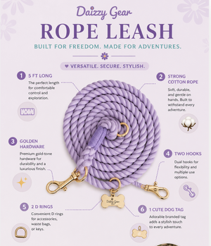 Purple Hands-Free Dog Walking Rope Leash