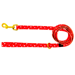 Red Hearts Dog Harness Matching Walking Set