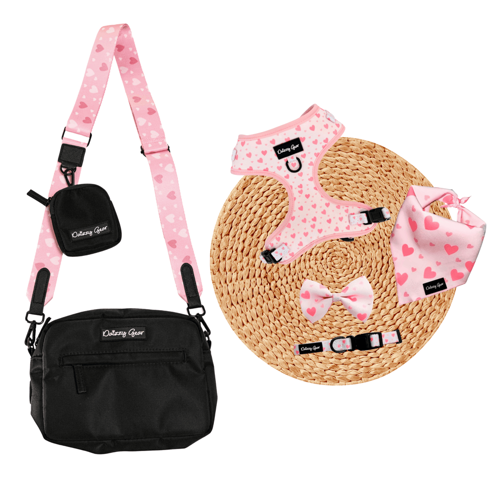 Blushing Love Dog Mom Twinning Bundle ( dog walking set + matching bag) - Daizzy Gear - Stylish Accessories for Dogs