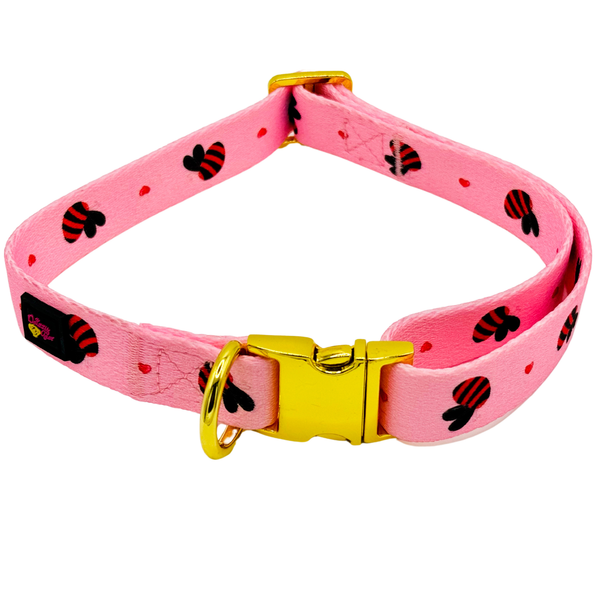 Pink Bees Dog Harness Matching Walking Set