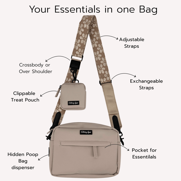 Cocoa Bloom Beige Dog Mom Twinning Bundle ( Dog Walking Set + Matching Bag) - Daizzy Gear - Stylish Accessories for Dogs