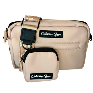 Cocoa Bloom Beige Dog Mom Twinning Bundle ( Dog Walking Set + Matching Bag) - Daizzy Gear - Stylish Accessories for Dogs