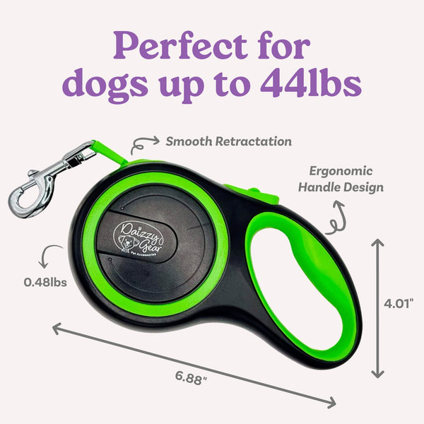Green Retractable Dog Walking Leash (Up to 44 lbs) - Daizzy Gear - Stylish Accessories for Dogs