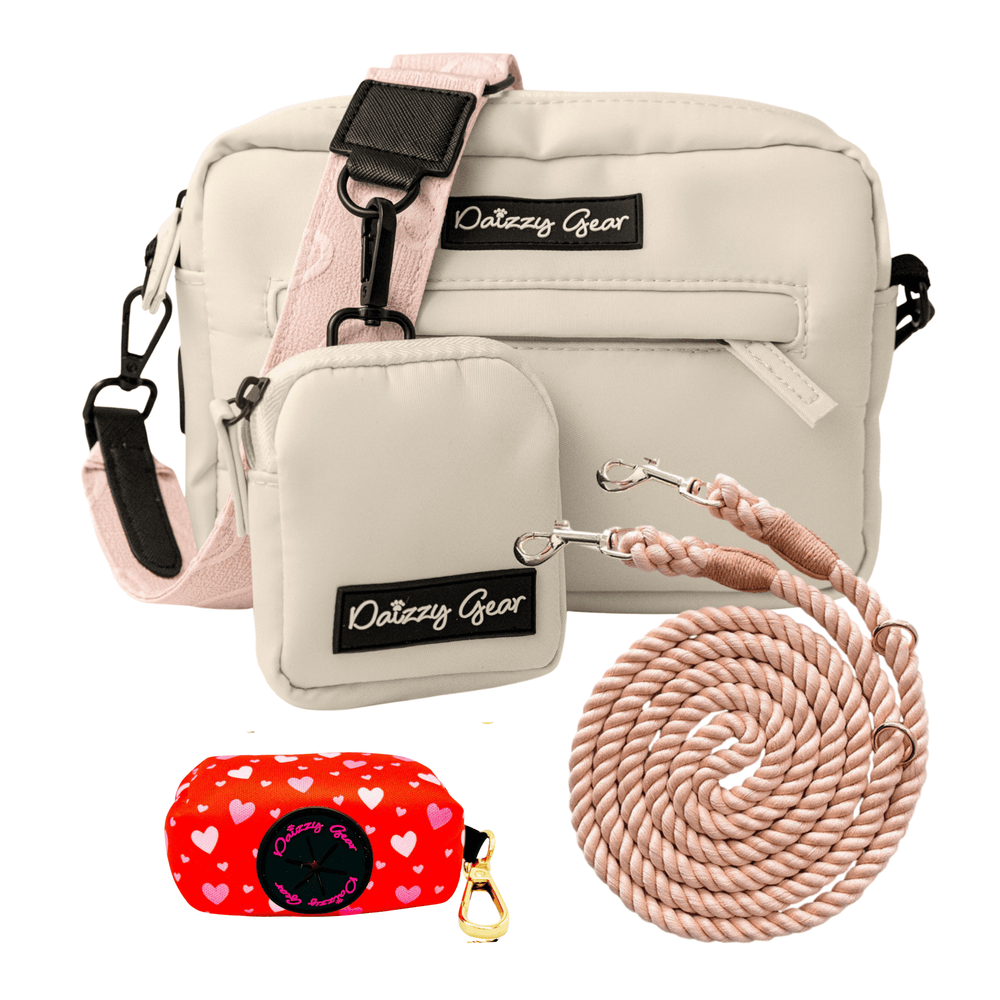 Holiday Gift Dog Walking Bag + Leash+ Poop bag Holder Combo - Limited Edition - Daizzy Gear - Stylish Accessories for Dogs