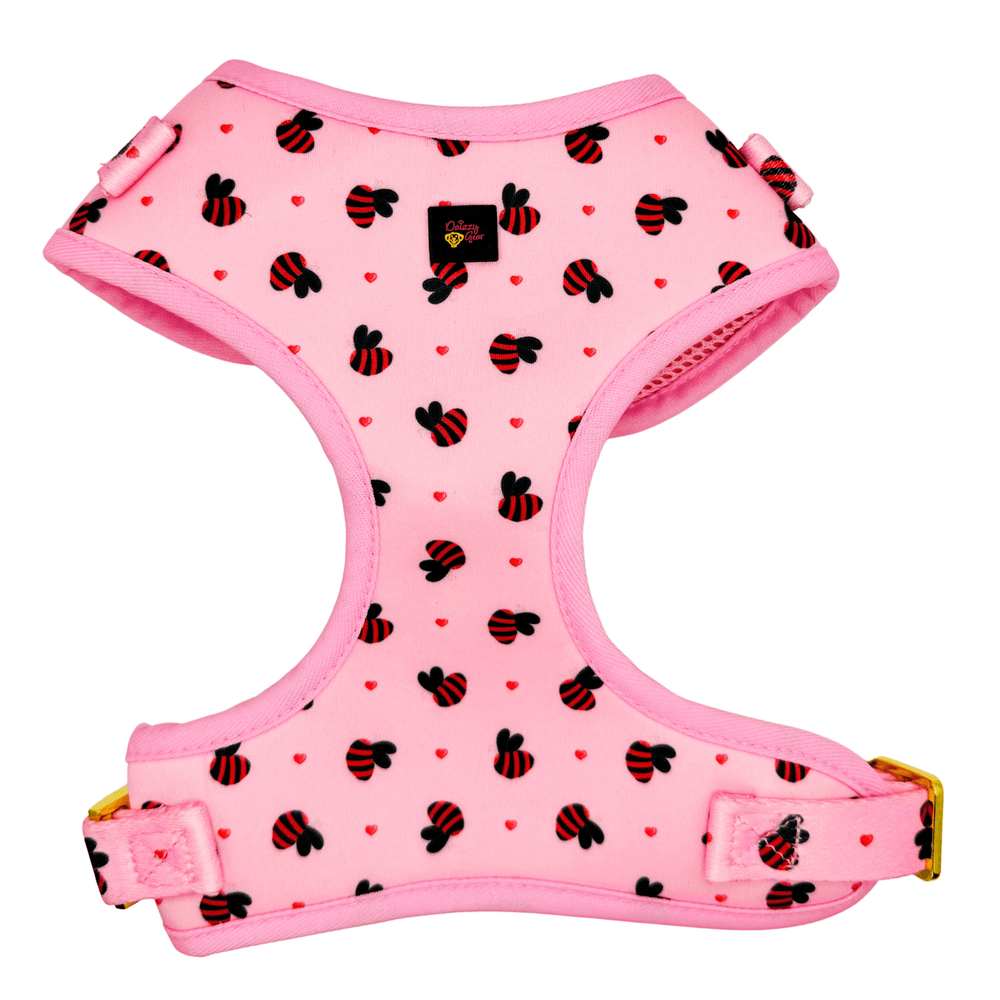 Pink Bees Dog Harness Matching Walking Set - Daizzy Gear - Stylish Accessories for Dogs