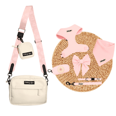 Pink Petite Amour Dog Mom Twinning Bundle ( dog walking set + matching bag) - Daizzy Gear - Stylish Accessories for Dogs
