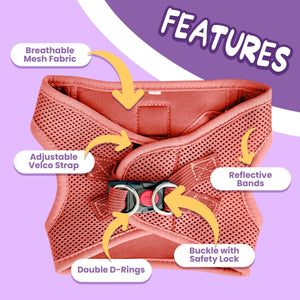 Pink Step-In No-Pull Mesh Dog Harness for small dogs and cats - Daizzy Gear - Stylish Accessories for Dogs