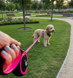 Retractable Pink Dog Walking Leash