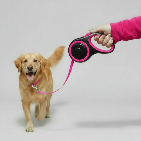 Retractable Pink Dog Walking Leash