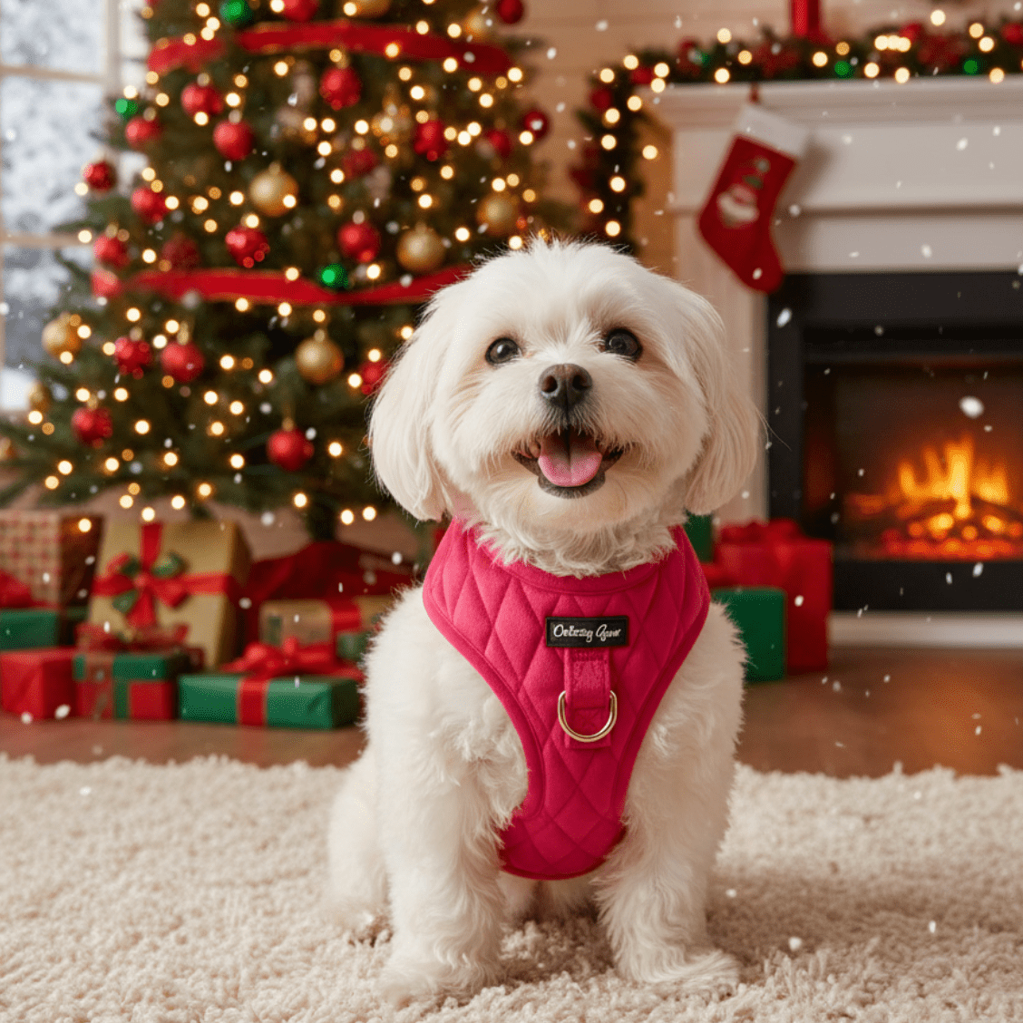 Pup Wishes Red Velvet Christmas Dog Twinning Bundle ( Dog Walking Set + Bag) - Daizzy Gear - Stylish Accessories for Dogs