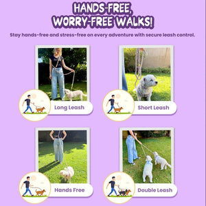 Purple Hands-Free Dog Walking Rope Leash - Daizzy Gear - Stylish Accessories for Dogs