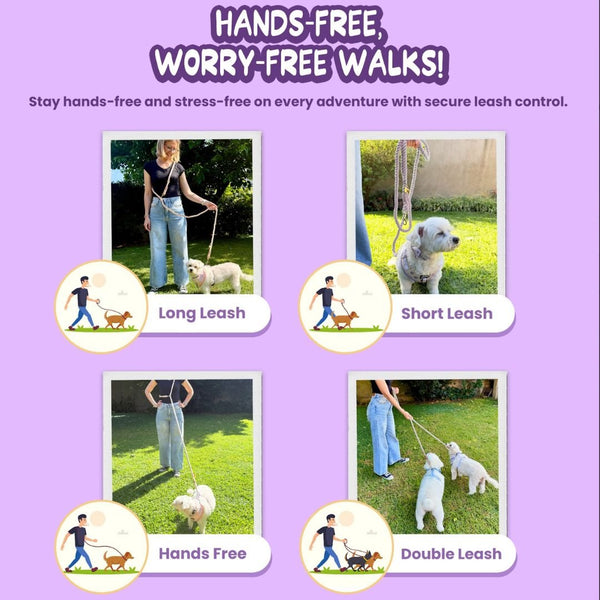 Purple Hands-Free Dog Walking Rope Leash - Daizzy Gear - Stylish Accessories for Dogs
