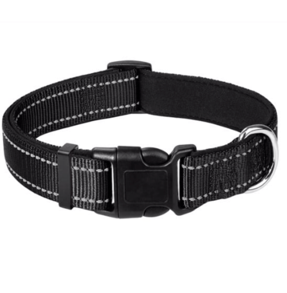 Black Reflective Dog Collar and Leash Set with Poop Bag Holder - Daizzy Gear - Stylish Accessories for Dogs