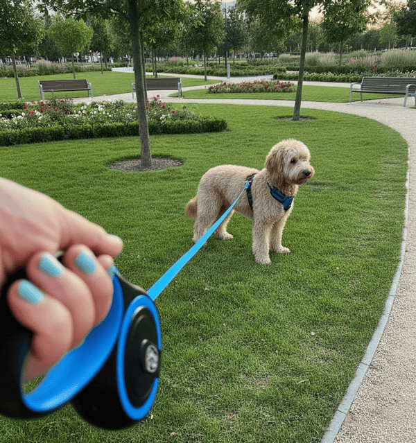 Retractable Blue Dog Walking Leash - Daizzy Gear - Stylish Accessories for Dogs