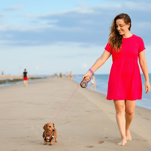 Pink Retractable Dog Walking Leash ( up to 44 lbs) - Daizzy Gear - Stylish Accessories for Dogs