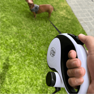 White Retractable Dog Leash with Poop Bag Dispenser - Daizzy Gear - Stylish Accessories for Dogs