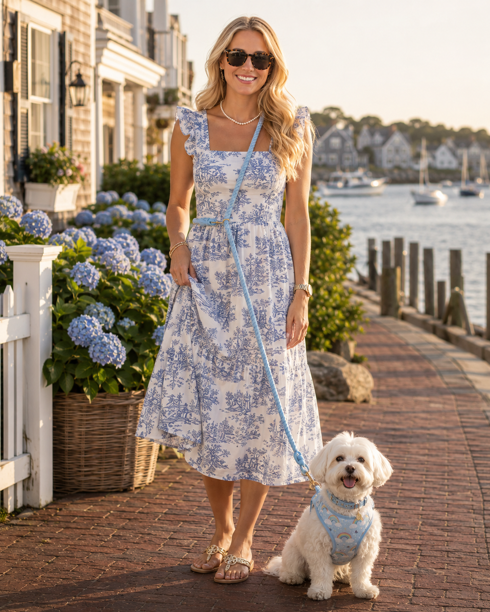 Blue Dog Mom Walking Bag + hands-free rope leash Combo